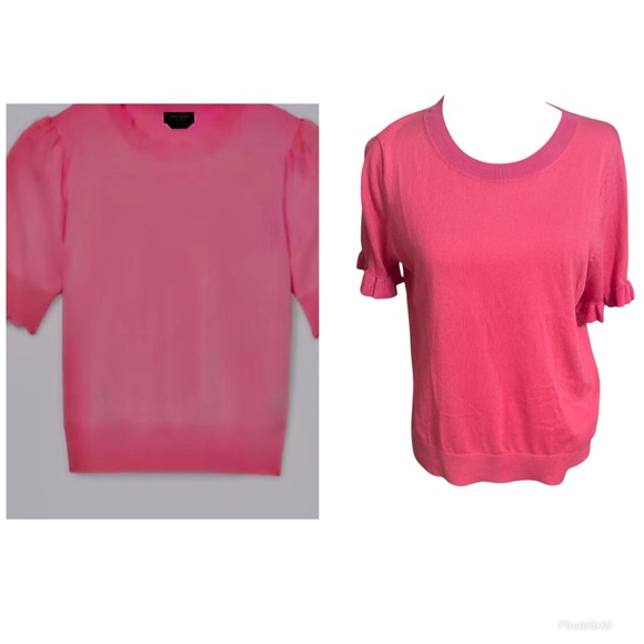 kate spade Tops - Kate Spade Hot Pink Daisy Collar Short Sleeve Medium Lightweight Silk Blend